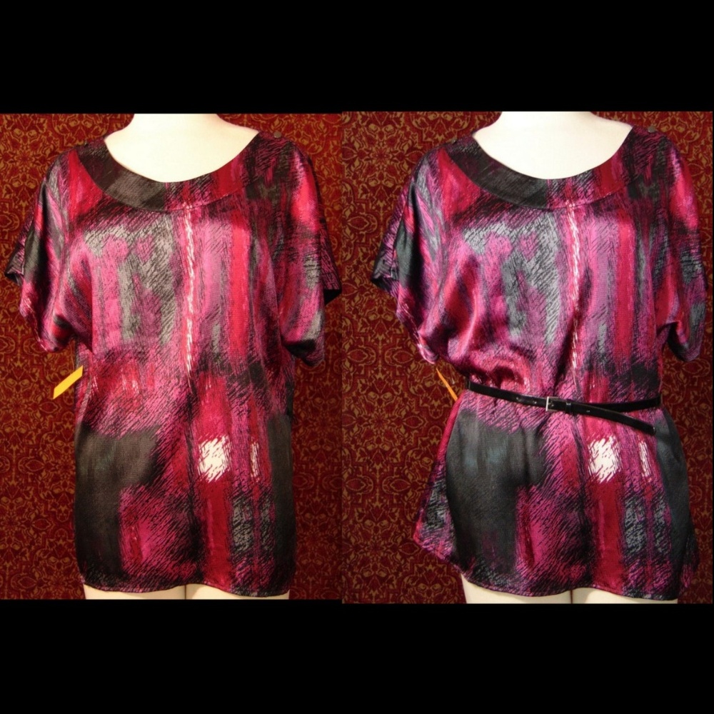 FRED DAVIS magenta cap sleeve blouse L✨